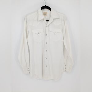 H Bar C California Ranchwear Size M Pearl Snap Buttons VINTAGE White Shirt